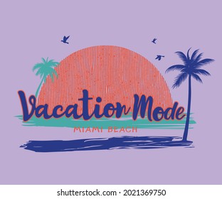 vacation mode miami beach holiday vector design