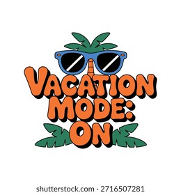 Modo de vacaciones en la ilustración de gafas de sol de palmera