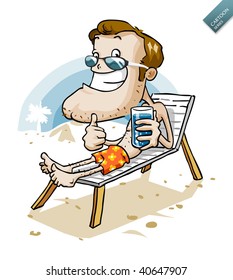 Vacation On Beach. Cartoon Series