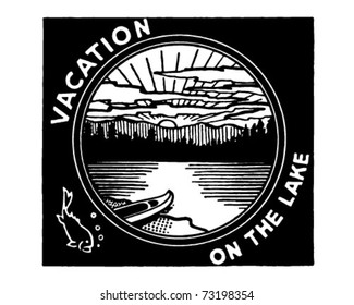 Vacation On The Lake - Retro Ad Art Banner