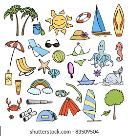 vacation on sea color vector set