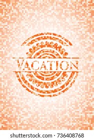 Vacation orange mosaic emblem with background