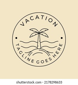 diseño vectorial de la línea de la palmera exterior de vacaciones