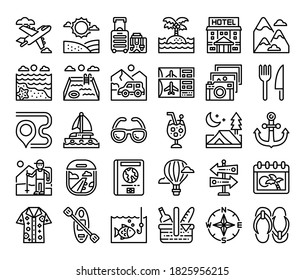 vacation outline vector icons pixel perfect