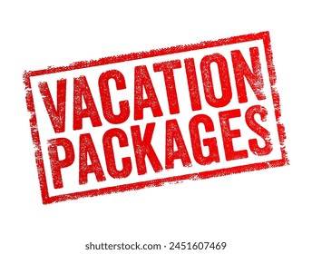 Vacation Packages - bundled travel arrangements and services offered by travel agencies or tour operators, combining various components into a single, pre-priced package, text concept stamp