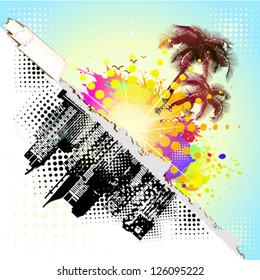 Vacation Palm City. vector