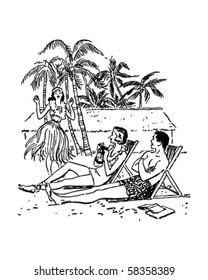 Vacation Paradise - Couple Relaxing In Tropical Setting