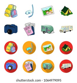 Vacation, photo, camera, passport .Family holiday set collection icons in cartoon,flat style vector symbol stock illustration web.