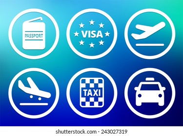 Vacation and Recreation Activity on Blue Round Buttons