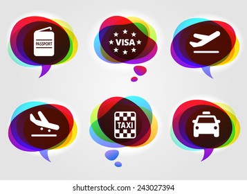 Vacation and Recreation Activity on Blue Round Buttons