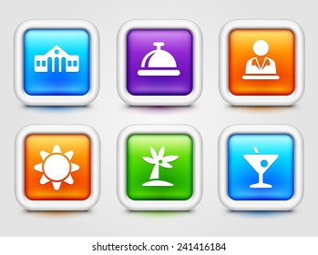 Vacation and Recreation Activity on Color Square Buttons
