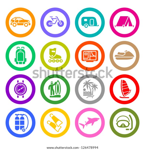 Vacation, Recreation & Travel, icons\
set. Sport, Tourism. Vector\
illustration