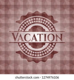 Vacation red emblem with geometric background. Seamless.