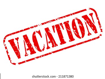 Vacation red stamp text on white