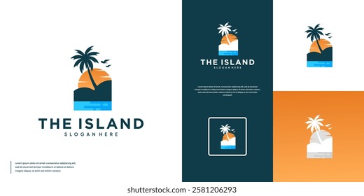 vacation and relaxation logo with summer, island and beach theme, design vector template.
