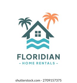 Vector de diseño de logotipos de alquiler de vacaciones. Concepto de servicios de guía de viajes, agencias de búsqueda de alojamiento y propiedades de vacaciones.