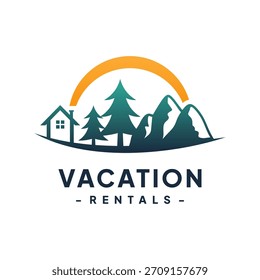 Vacation Rental Logo Design Vector. Concept of travel guide services, accommodation search agencies, and vacation properties.