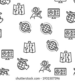 Vacation Rentals Place Vector Seamless Pattern Thin Line Illustration
