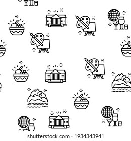 Vacation Rentals Place Vector Seamless Pattern Thin Line Illustration