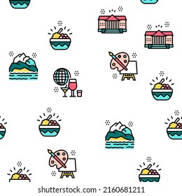 Vacation Rentals Place Vector Seamless Pattern Thin Line Illustration