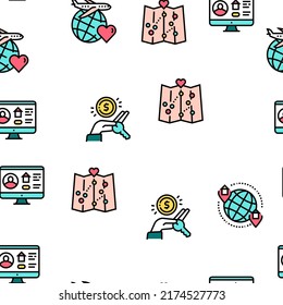 Vacation Rentals Place Vector Seamless Pattern Thin Line Illustration