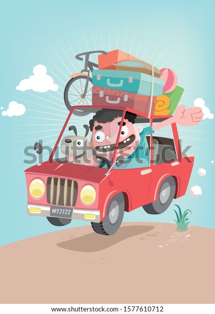 Vacation road trip cartoon\
illustration