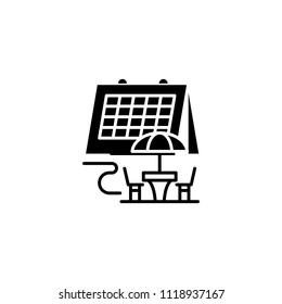 Vacation schedule black icon concept. Vacation schedule flat  vector symbol, sign, illustration.
