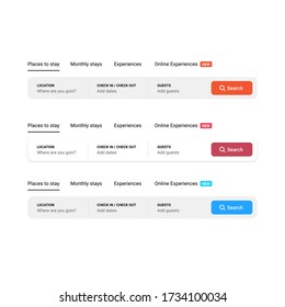 Vacation Search Bar Component User Interface Design UI Vector