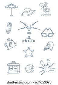 vacation a set  of simple icons isolated on white background