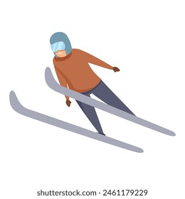 Vacation ski jumper icon cartoon vector. Tournament active. Lifestyle speed
