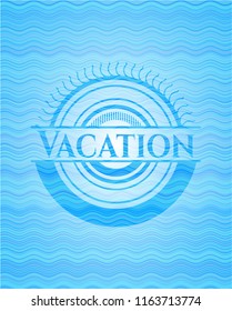 Vacation sky blue water wave style emblem.