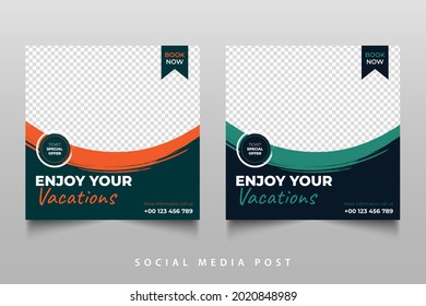 Vacation social media post design template 