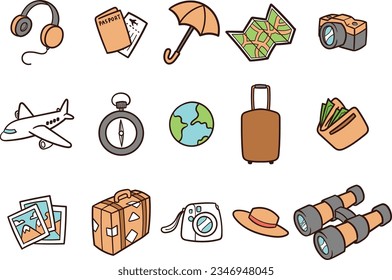 Vacation starterpack sticker set, file vector editable