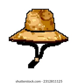 vacation straw hat game pixel art retro vector. bit vacation straw hat. old vintage illustration