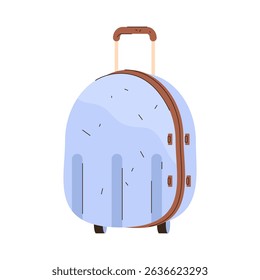 Vacation suitcase or luggage bag for travel. Vector icon of baggage for holiday trip or summer travel, tourism and exploration. Packed gear for hotel. Adventure and journey, resort and weekend cruise.