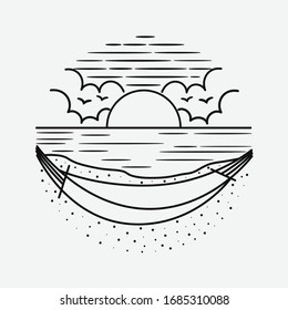 ilustración artística vectorial de la playa de verano vacacional. vector aislado.