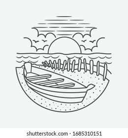 ilustración artística vectorial de la playa de verano vacacional. vector aislado.