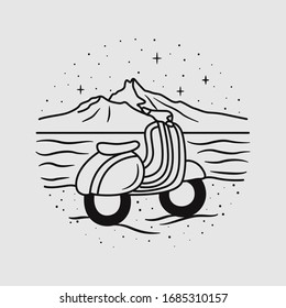 vacation summer beach vintage vector line art illustration. isolated vector.
