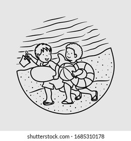 ilustración artística vectorial de la playa de verano vacacional. vector aislado.