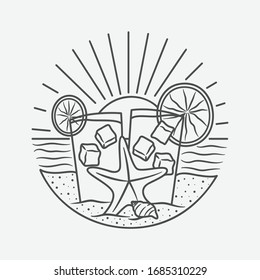 ilustración artística vectorial de la playa de verano vacacional. vector aislado.