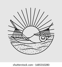ilustración artística vectorial de la playa de verano vacacional. vector aislado.