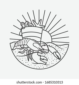 ilustración artística vectorial de la playa de verano vacacional. vector aislado.