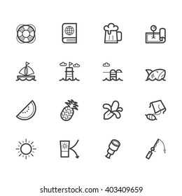 vacation summer holidays element icon set2 on white background