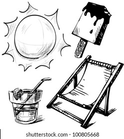 Vacation summer time set. Hand drawing sketch vector illustration
