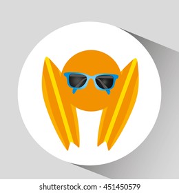 vacation surf beach recreation game isolated, vector illustration