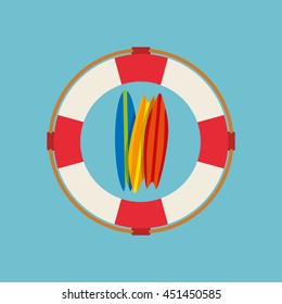 vacation surf beach recreation game isolated, vector illustration