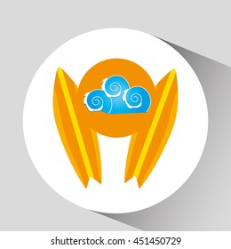 vacation surf beach recreation game isolated, vector illustration