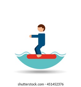vacation surf beach recreation game isolated, vector illustration