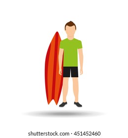 vacation surf beach recreation game isolated, vector illustration