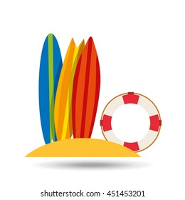vacation surf beach recreation game isolated, vector illustration
